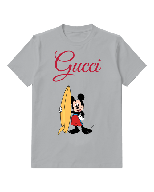 Light Gray Surfboard Mouse Graphic T-Shirt - front product view