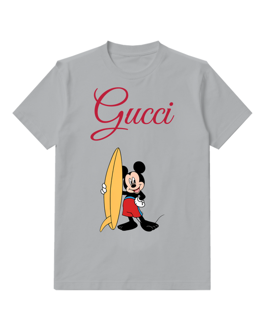 Light Gray Surfboard Mouse Graphic T-Shirt - front product view