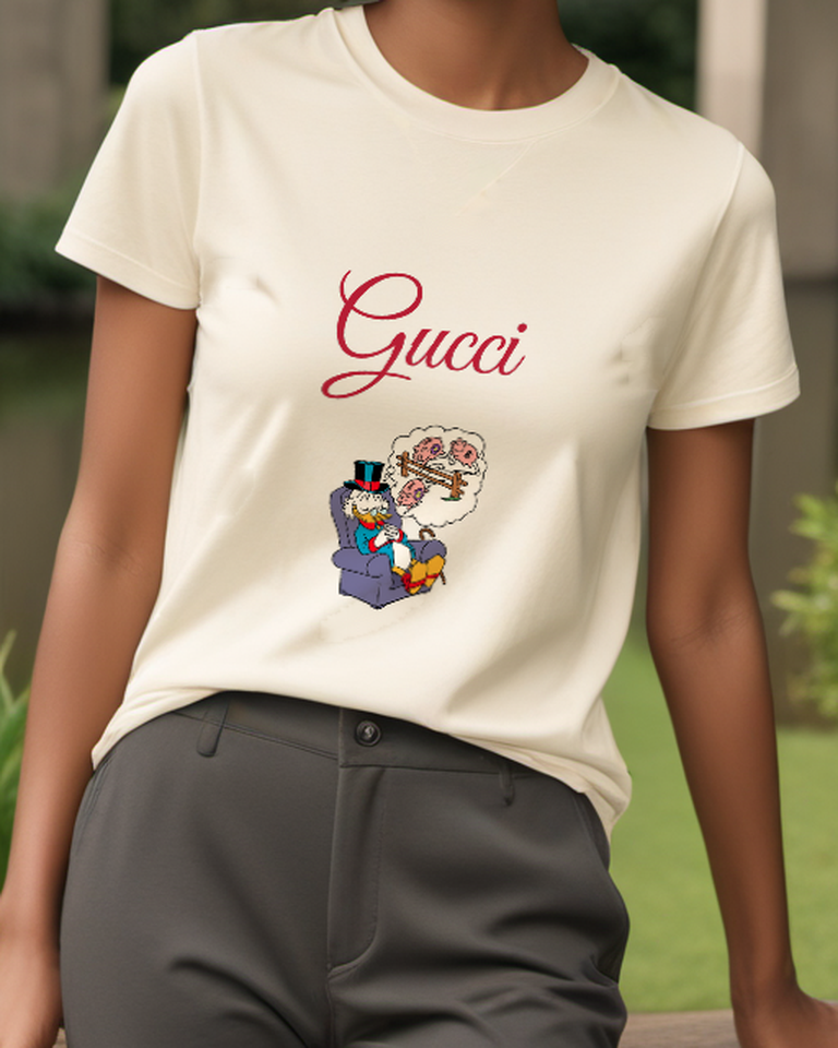 Ivory Scrooge Mcduck Sitting Relaxed Graphic T-Shirt - model wearing view