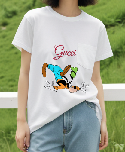 White Upside Down Dog Graphic T-Shirt - styled view 1
