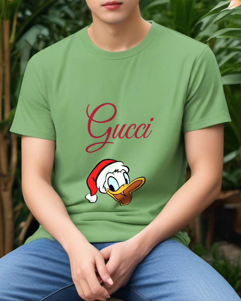 Sage Green Holiday Duck Portrait Graphic T-Shirt - styled view 1