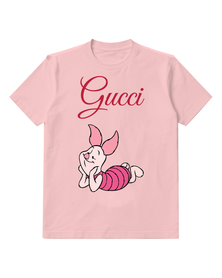 Blush Pink Piglet Lying On Back Graphic T-Shirt - front product view