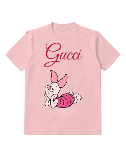 Blush Pink Piglet Lying On Back Graphic T-Shirt - front product view