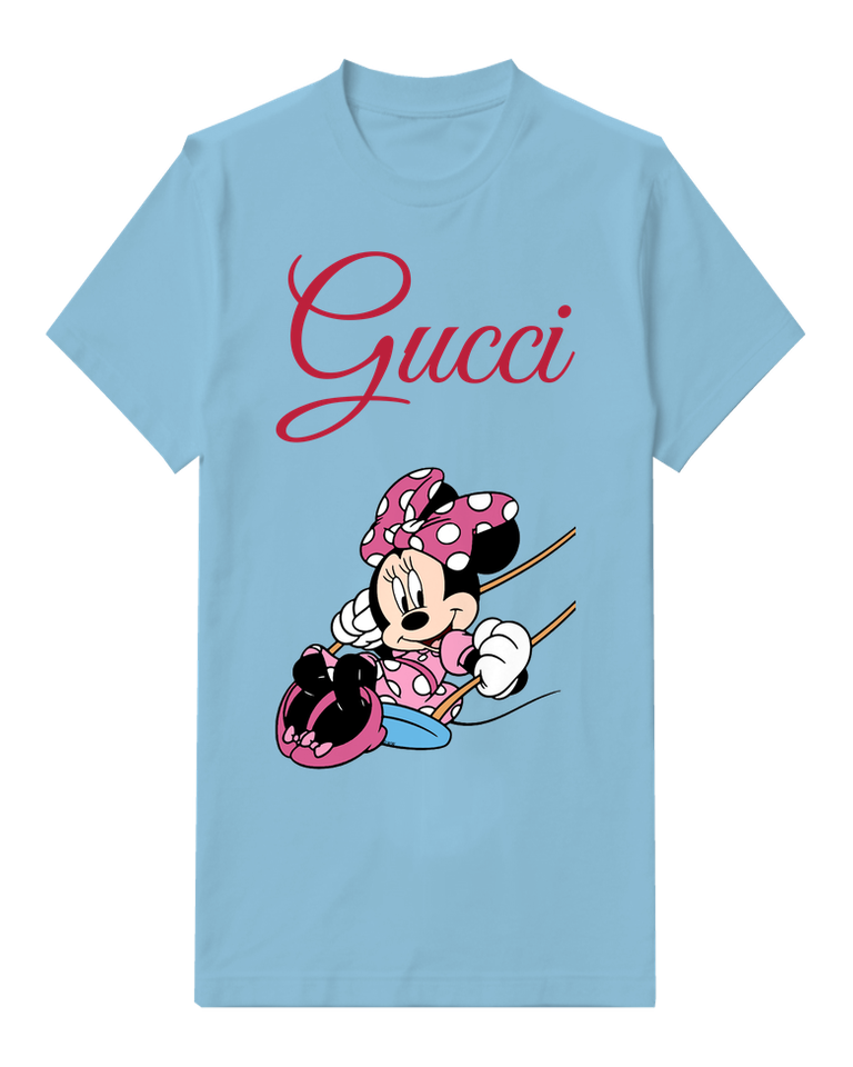 Sky Blue Minnie Mouse Swinging On A Swing Graphic T-Shirt - front product view