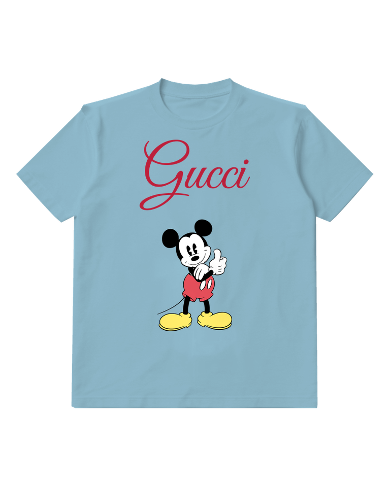 Dusty Blue Classic Mickey Mouse Thumbs Up Graphic T-Shirt - front product view