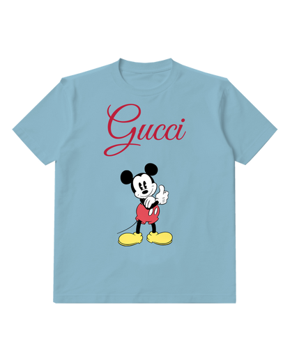 Dusty Blue Classic Mickey Mouse Thumbs Up Graphic T-Shirt - front product view