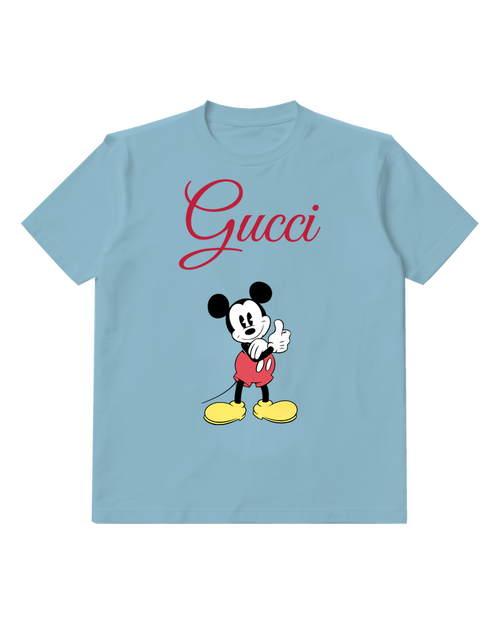 Dusty Blue Classic Mickey Mouse Thumbs Up Graphic T-Shirt - front product view