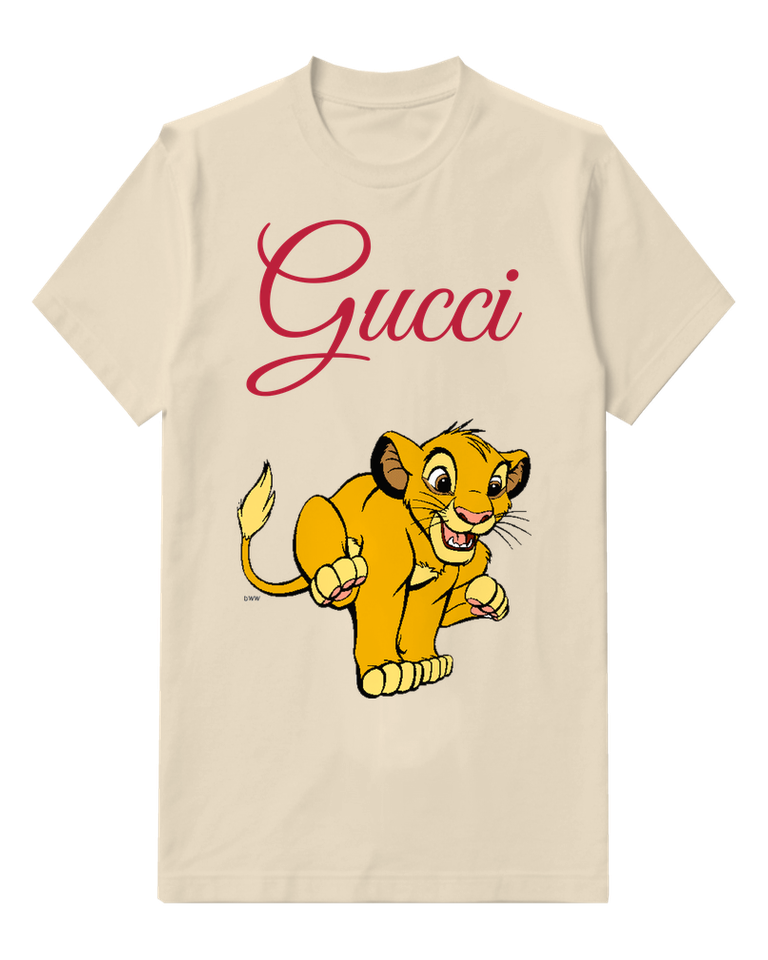 Ivory Young Lion Cub Jumping Forward Graphic T-Shirt - front product view