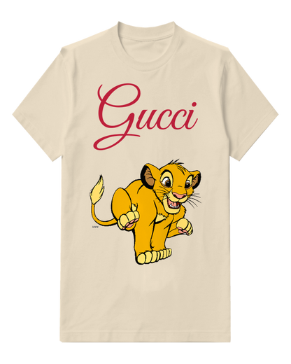 Ivory Young Lion Cub Jumping Forward Graphic T-Shirt - front product view