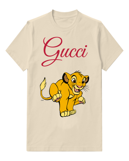 Ivory Young Lion Cub Jumping Forward Graphic T-Shirt - front product view