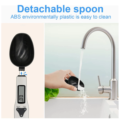 Hand‑Held Digital Spoon Scale With Detachable Bowl And Weight‑Hold Function For Fine Ingredient Portioning
