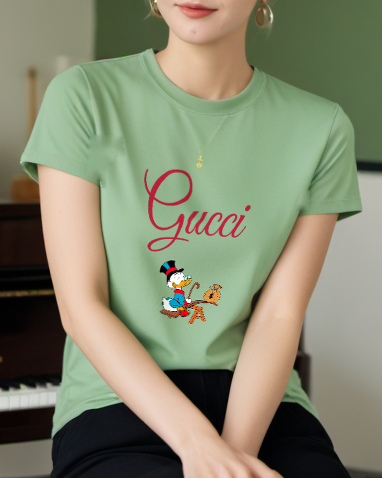 Sage Green Duck And Money Bag Graphic T-Shirt - styled view 1