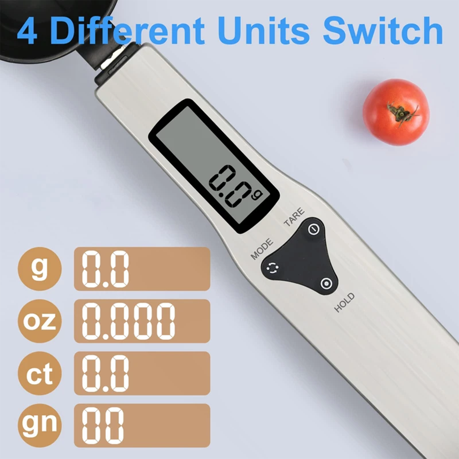 Hand‑Held Digital Spoon Scale With Detachable Bowl And Weight‑Hold Function For Fine Ingredient Portioning