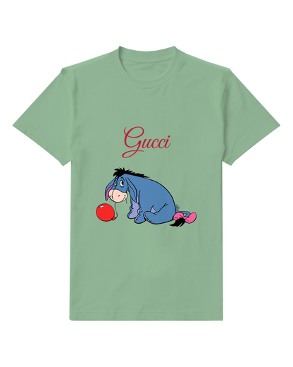 Sage Green Eeyore Sitting With Balloon Graphic T-Shirt - front product view