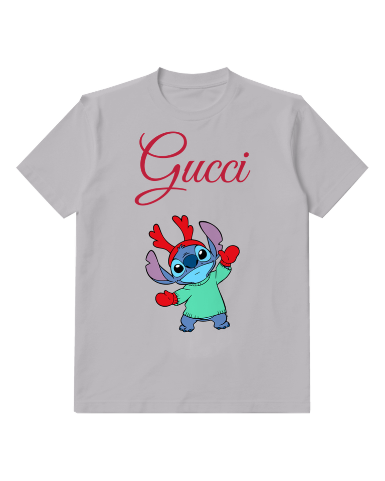 Light Gray Blue Creature Red Antlers Graphic T-Shirt - front product view