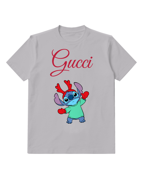 Light Gray Blue Creature Red Antlers Graphic T-Shirt - front product view