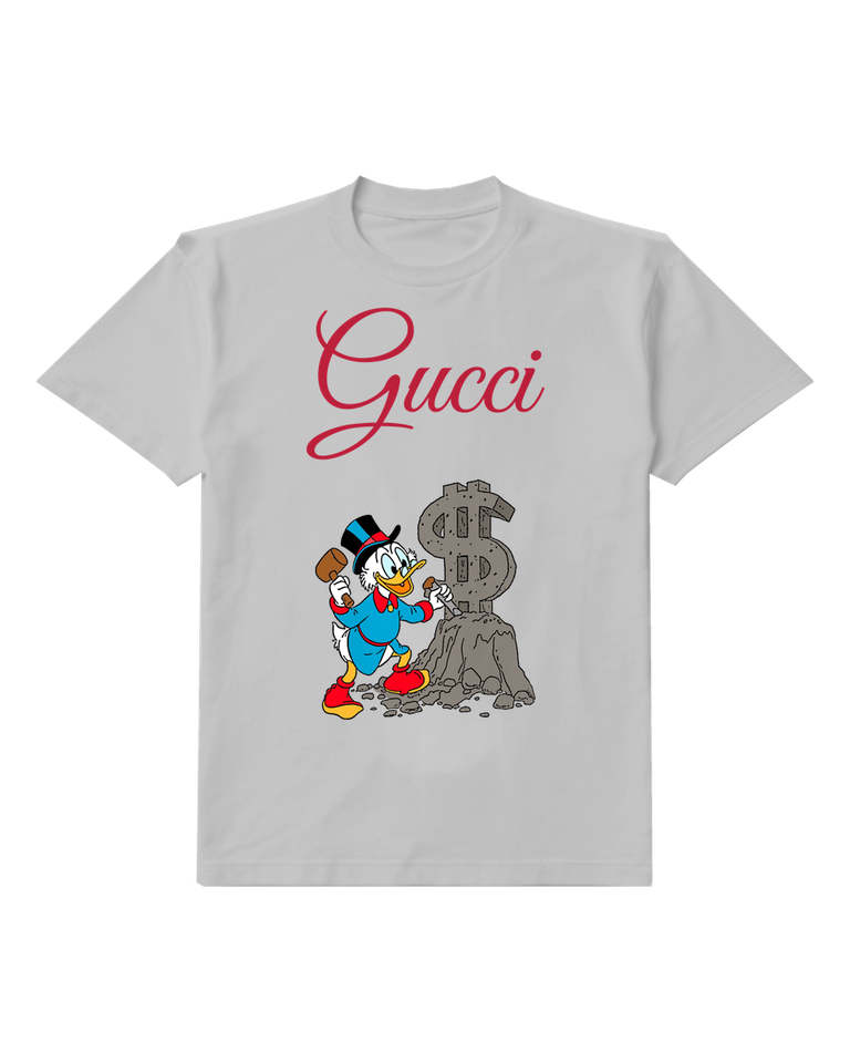Light Gray Scrooge Mcduck Mining Dollar Sign Graphic T-Shirt - front product view