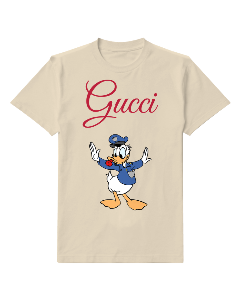 Ivory Donald Duck In Police Uniform Graphic T-Shirt - front product view