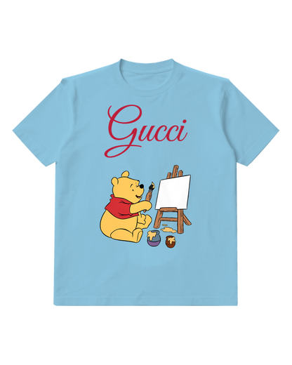 Sky Blue Winnie The Pooh Painting On Easel Graphic T-Shirt - front product view
