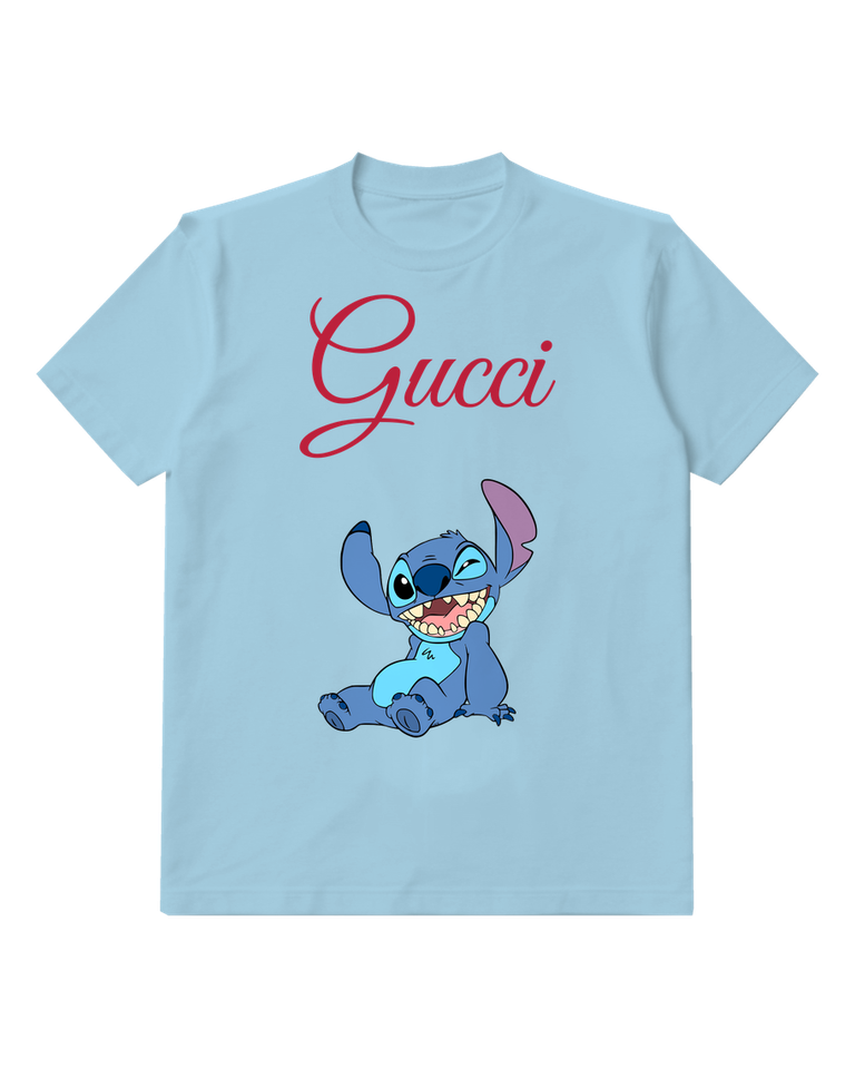Sky Blue Blue Alien Creature Sitting Upright Graphic T-Shirt - front product view