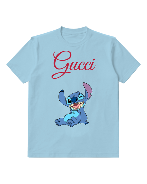 Sky Blue Blue Alien Creature Sitting Upright Graphic T-Shirt - front product view