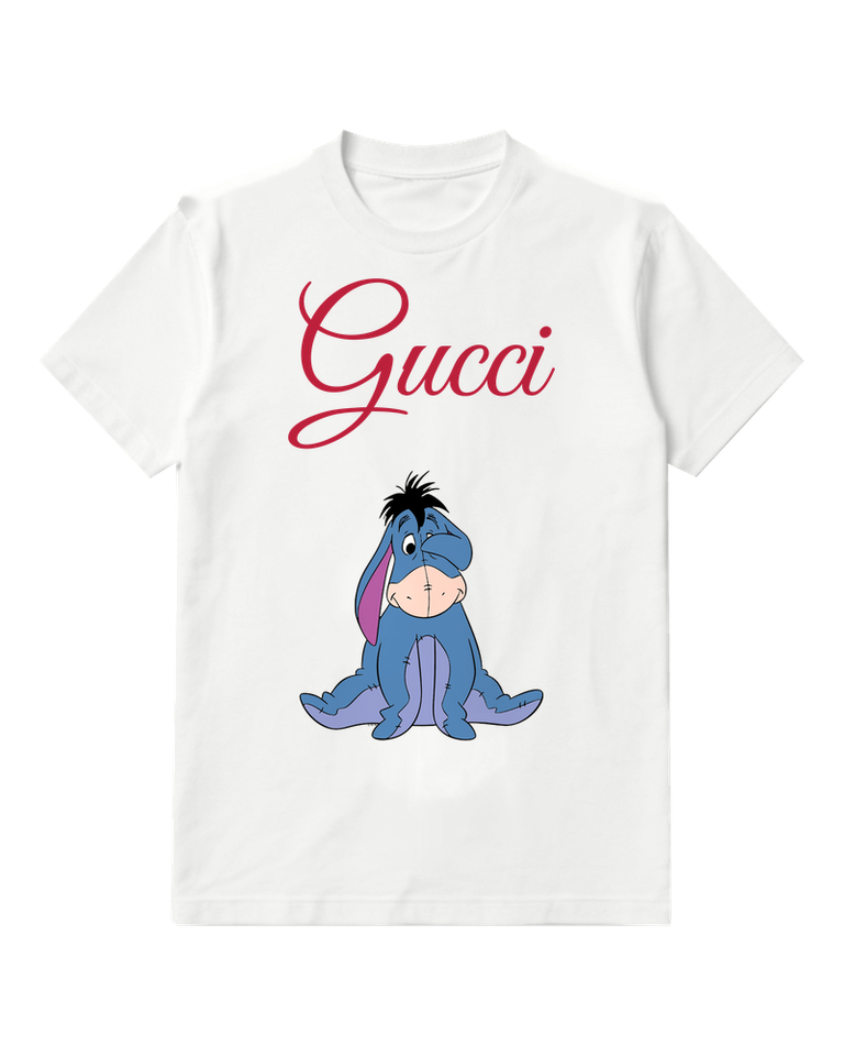 White Seated Blue Donkey Graphic T-Shirt - front product view