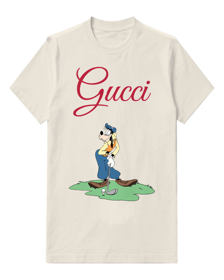 Light Gray Goofy Golfing With Club And Ball Graphic T-Shirt - front product view