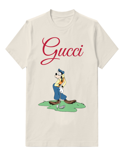 Light Gray Goofy Golfing With Club And Ball Graphic T-Shirt - front product view