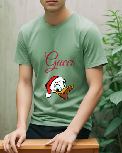 Sage Green Holiday Duck Portrait Graphic T-Shirt - styled view 2