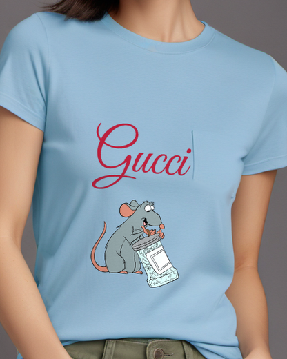 Sky Blue Rat Large Metal Grater Graphic T-Shirt - model wearing view