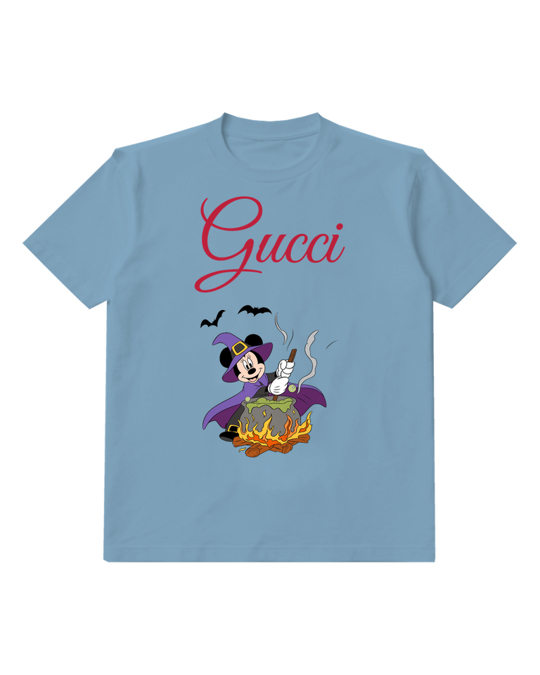 Dusty Blue Witch Minnie Stirs Cauldron Over Fire Graphic T-Shirt - front product view