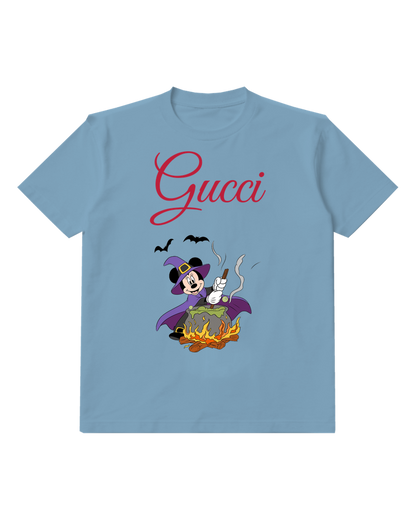 Dusty Blue Witch Minnie Stirs Cauldron Over Fire Graphic T-Shirt - front product view