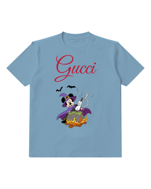 Dusty Blue Witch Minnie Stirs Cauldron Over Fire Graphic T-Shirt - front product view