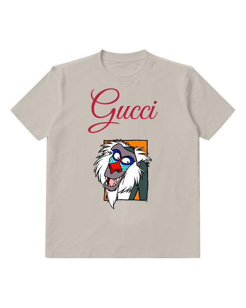 Light Gray Rafiki Baboon Smiling Wide Graphic T-Shirt - front product view