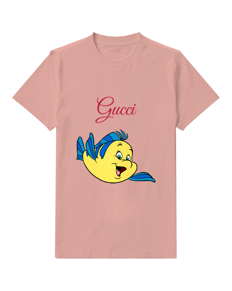 Blush Pink Yellow Fish With Blue Fins Graphic T-Shirt - front product view