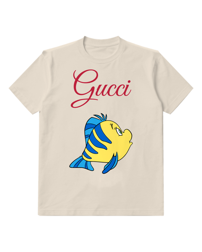 Ivory Yellow Blue Fish Profile Graphic T-Shirt - front product view