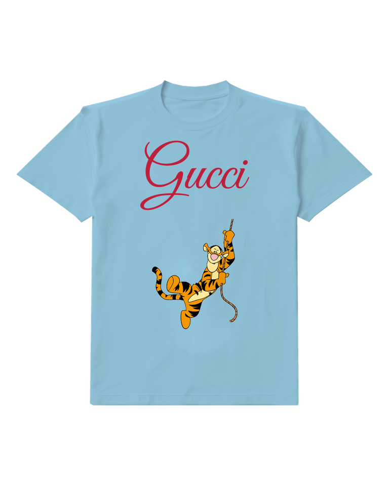 Sky Blue Tigger Swinging On Rope Graphic T-Shirt - front product view