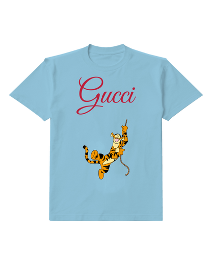 Sky Blue Tigger Swinging On Rope Graphic T-Shirt - front product view