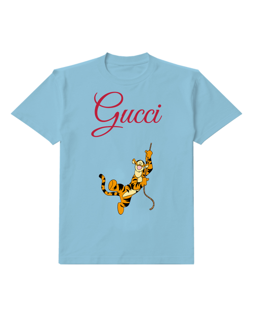 Sky Blue Tigger Swinging On Rope Graphic T-Shirt - front product view