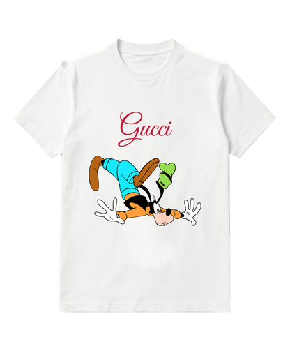 White Upside Down Dog Graphic T-Shirt - front product view