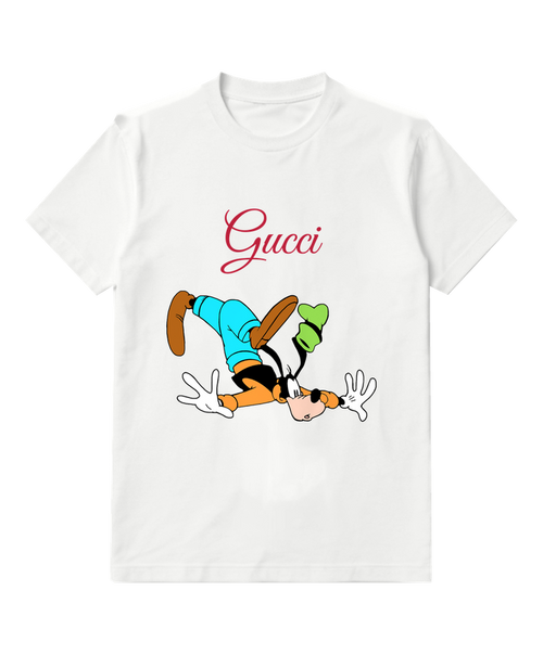 White Upside Down Dog Graphic T-Shirt - front product view