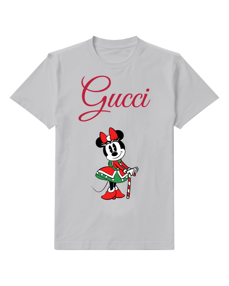 Light Gray Minnie Mouse Holding Candy Cane Graphic T-Shirt - front product view