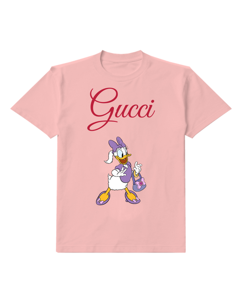 Blush Pink Daisy Duck Waving With Purse Graphic T-Shirt - front product view