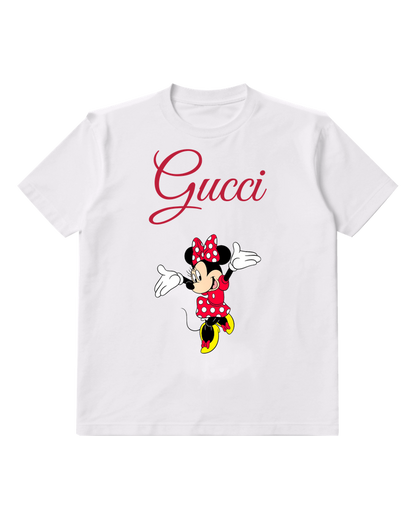 White Minnie Mouse Jumping With Arms Out Graphic T-Shirt - front product view