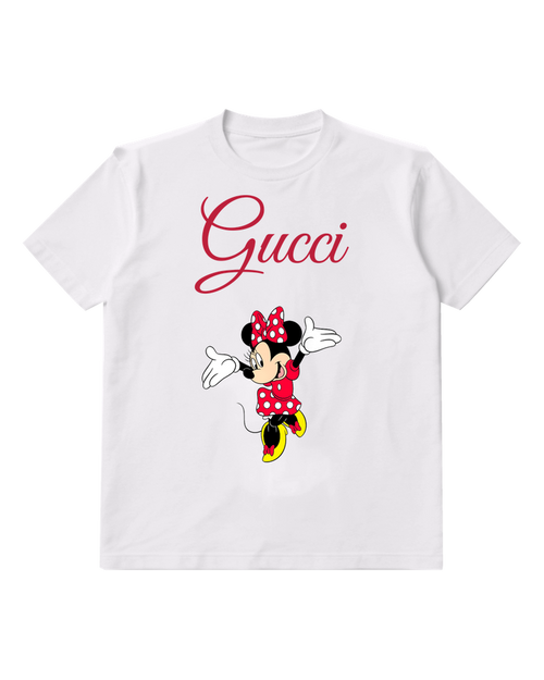 White Minnie Mouse Jumping With Arms Out Graphic T-Shirt - front product view