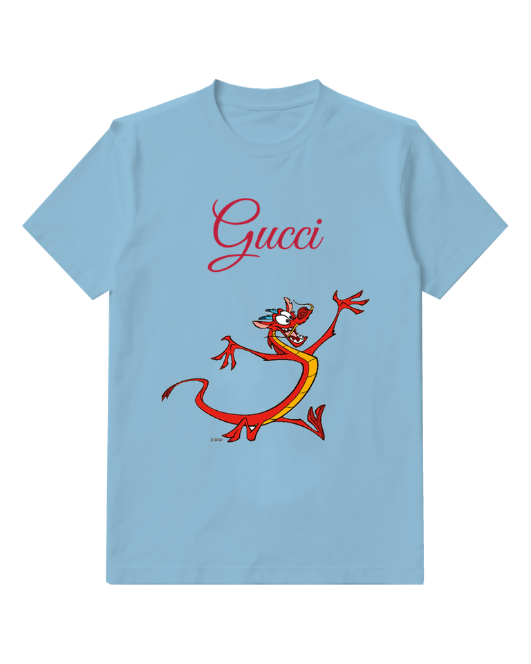 Sky Blue Red Dragon In Dynamic Leap Graphic T-Shirt - front product view
