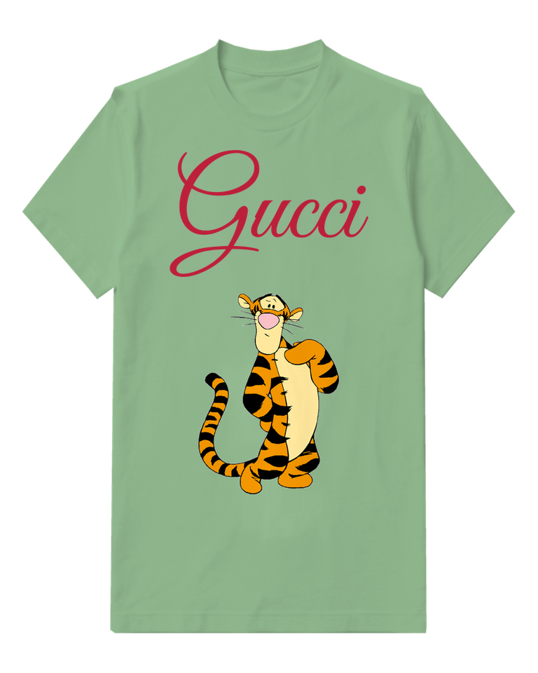 Sage Green Standing Tiger Folded Arms Graphic T-Shirt - front product view