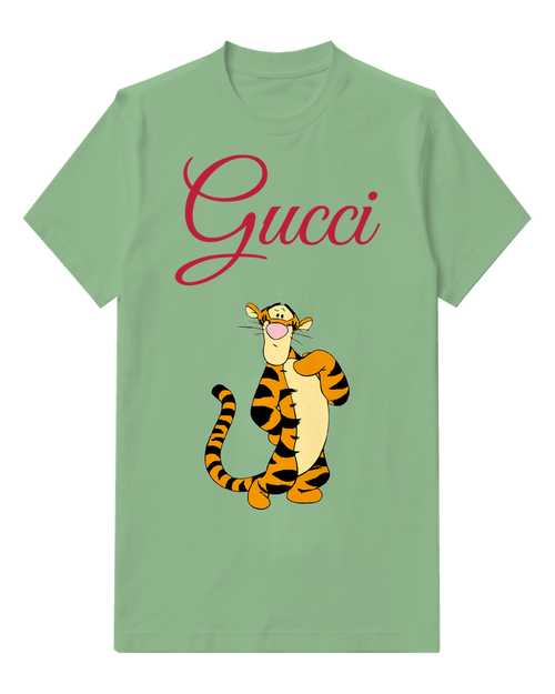 Sage Green Standing Tiger Folded Arms Graphic T-Shirt - front product view