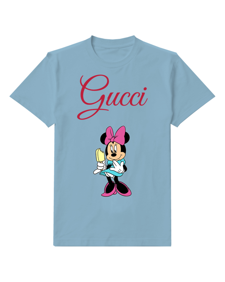 Dusty Blue Minnie Mouse Holding Ice Cream Graphic T-Shirt - front product view