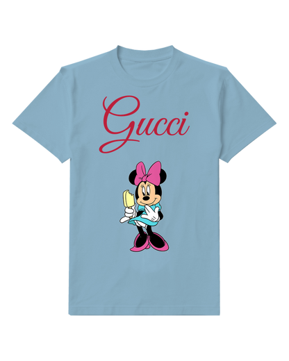 Dusty Blue Minnie Mouse Holding Ice Cream Graphic T-Shirt - front product view